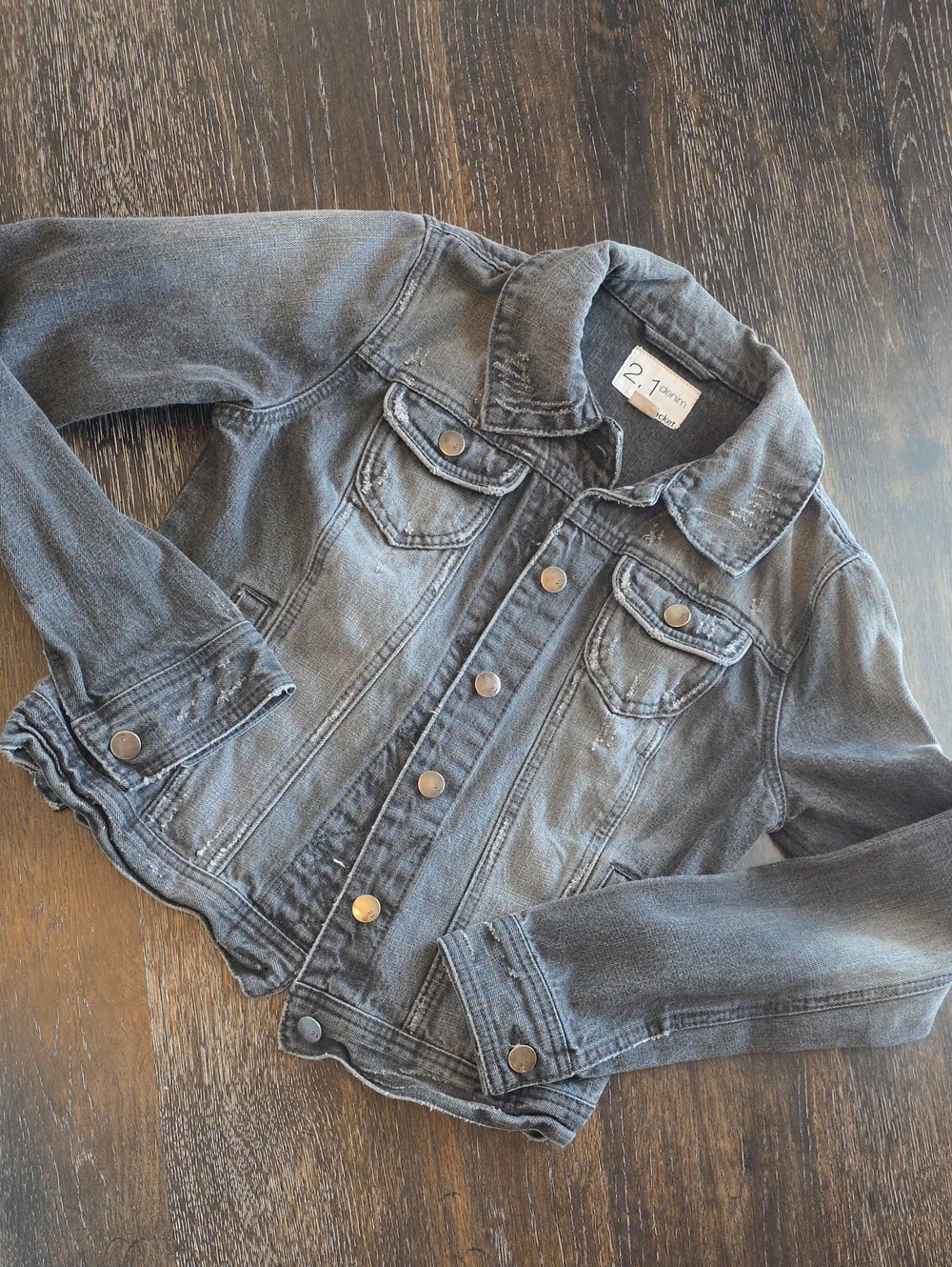 Blank NYC Women Washed Grey Denim Jacket